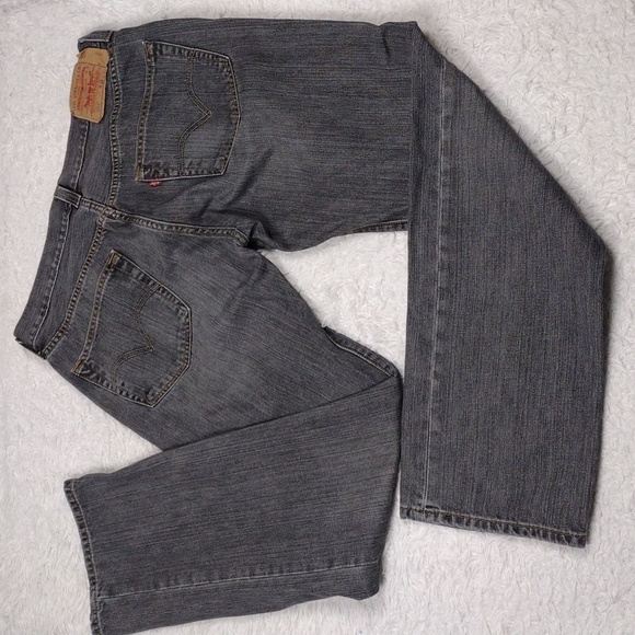 Levi's 501 Grey Colored Denim Five Pocket Button Fly Mid Rise Straight Leg Jean - Picture 13 of 13